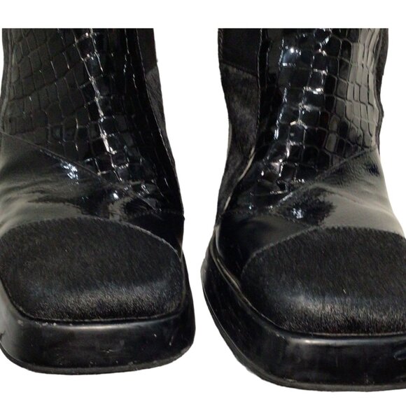 JEFFREY CAMPBELL 8.5 Maximal LC Platform Bootie Square Toe Patchwork Exotic Boot - Picture 9 of 12